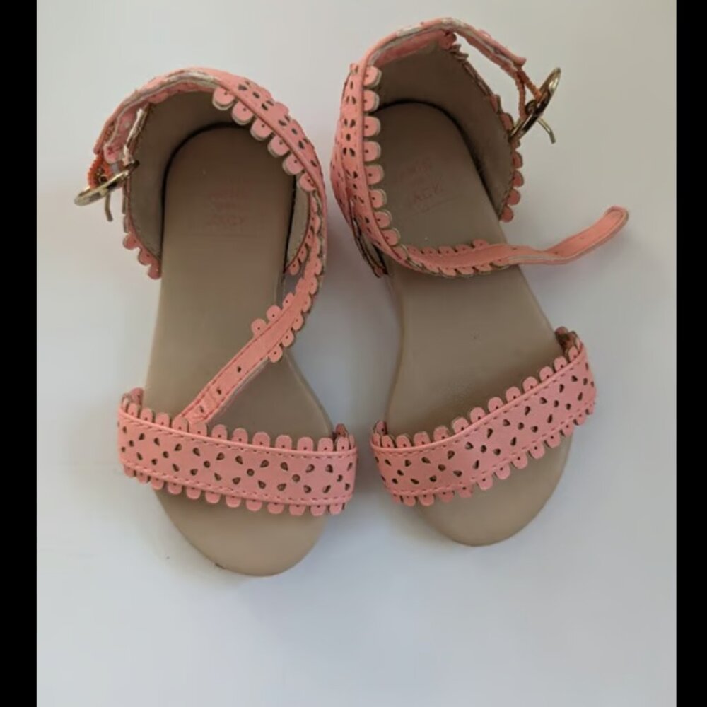 Janie and Jack girls scalloped leather sandals pink